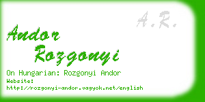 andor rozgonyi business card